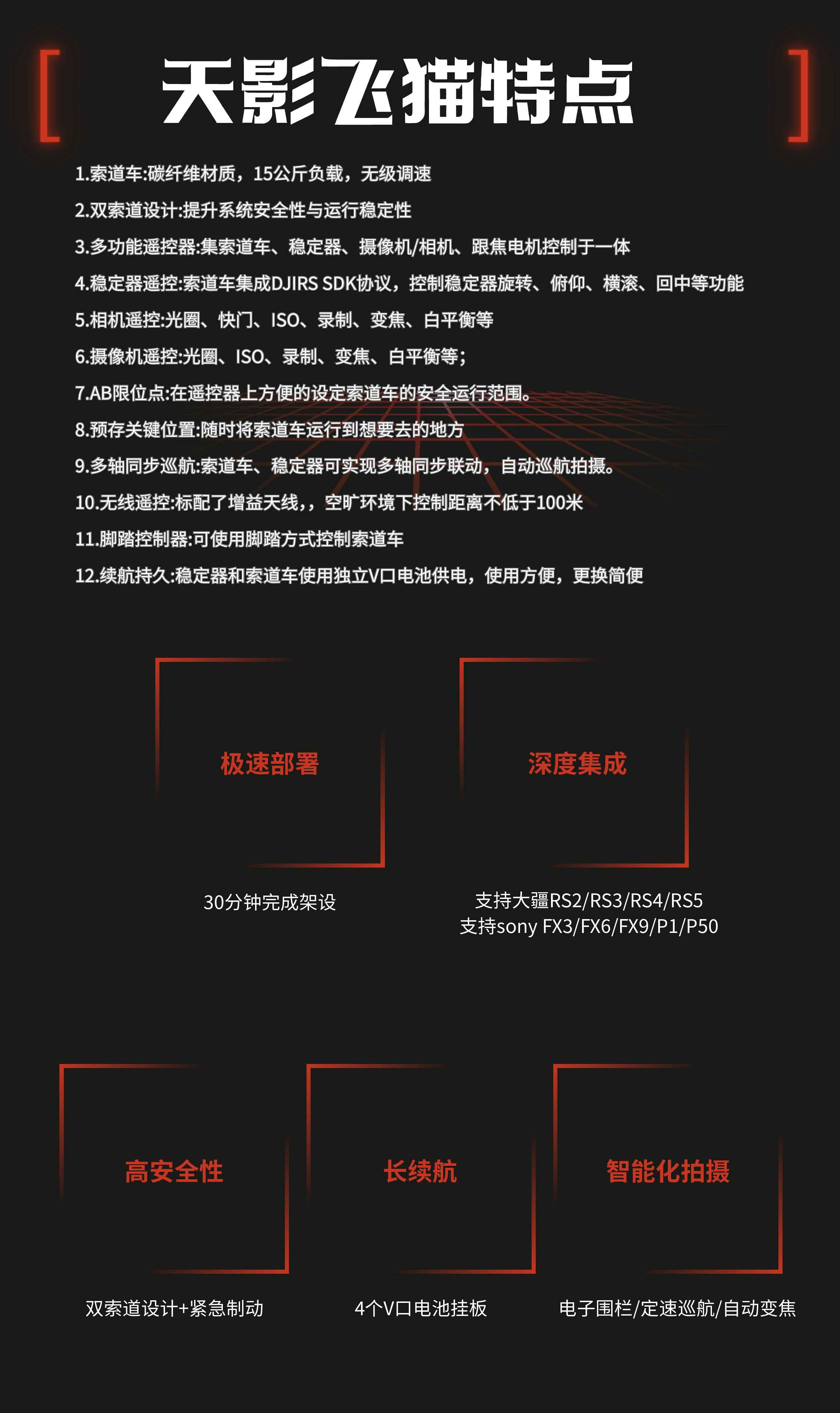 新品/天影视通/专业智能飞猫系统/兼容大疆如影系列稳定器，兼容索尼所有LANC协议摄像机，电子围拦