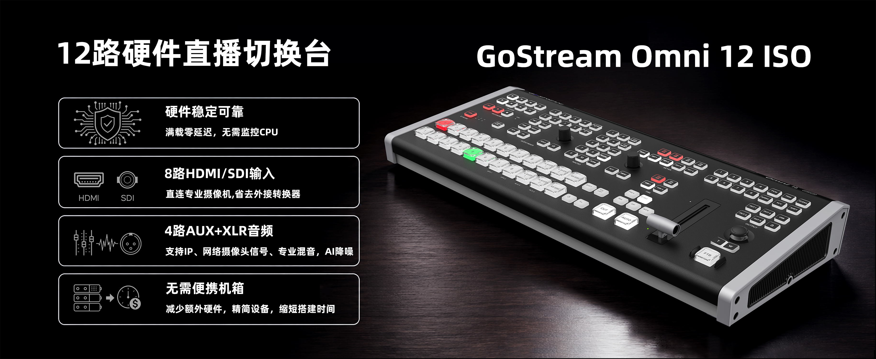 新品/时代奥视OMNI12导播台/8路HDMI/SDI加4路AUX IN,很多兄弟埋怨端口不够,问题解决了