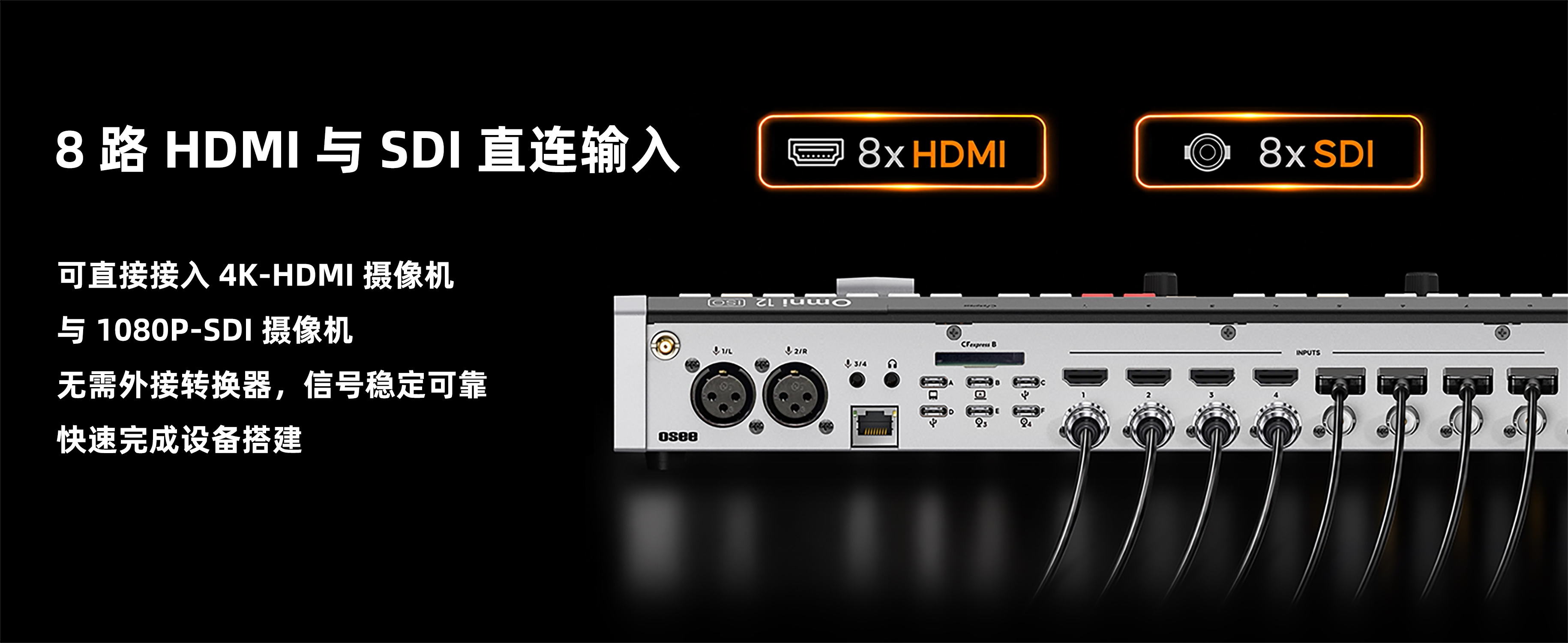 新品/时代奥视OMNI12导播台/8路HDMI/SDI加4路AUX IN,很多兄弟埋怨端口不够,问题解决了