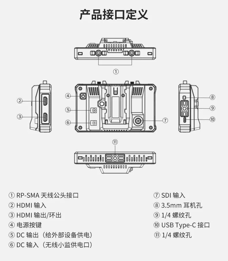 季度促销/猛犸-小犸M2无线图传监视器-4K画质/HDMI-SDI全接口/150米/低延时/5.5寸屏幕
