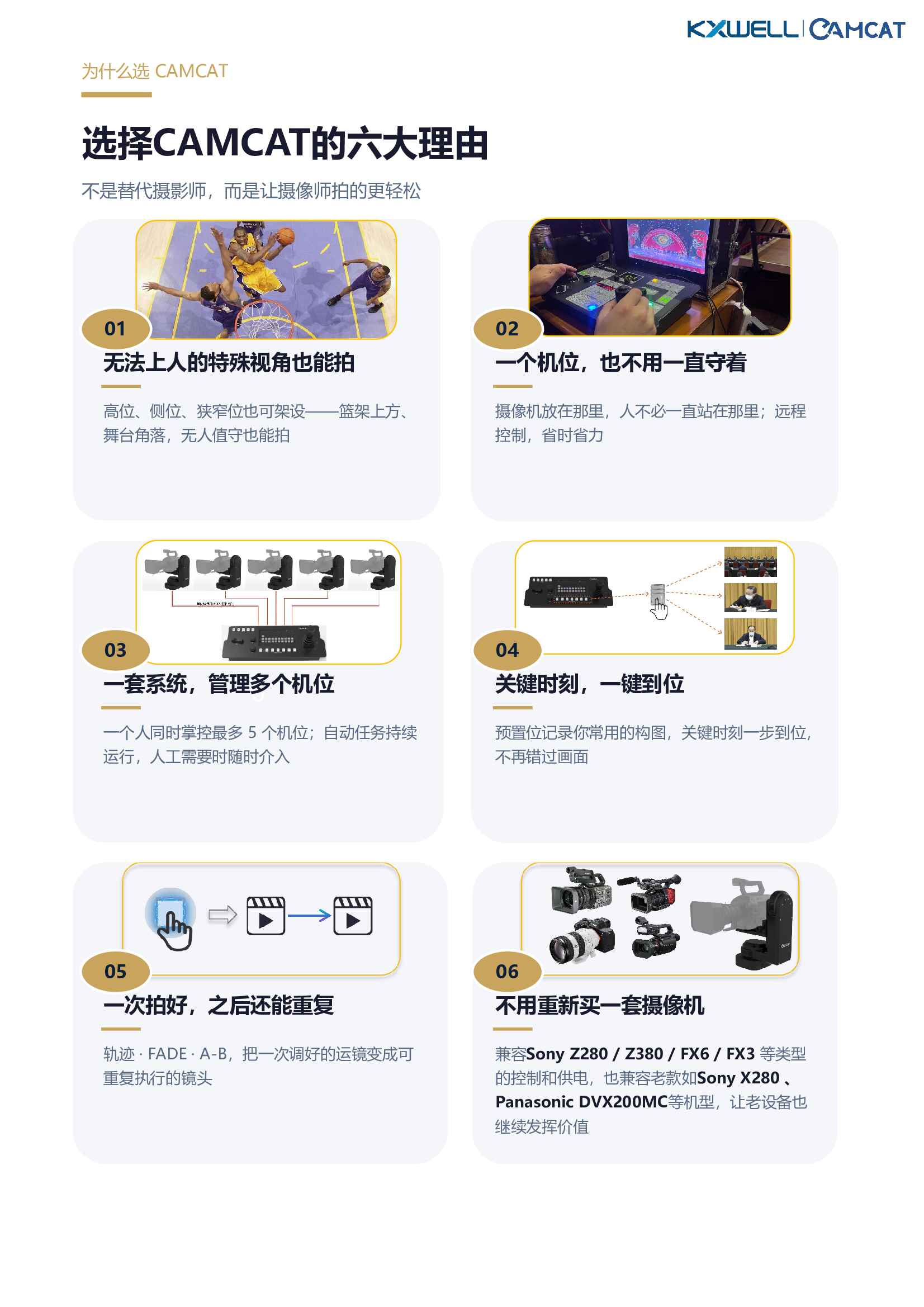 新品上市/第3代广电级智能云台系统/一控五多机位/精准丝滑控制云台姿态/预置位-FADE-轨迹-AB点/兼容多种机型等