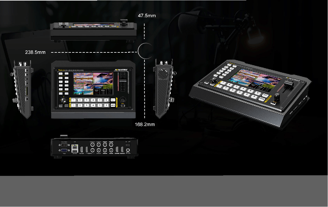 特价促销/迈拓斯黑鲨S6切换台/6路直播推流录制导播台5寸横竖显示屏SDI/HDMI