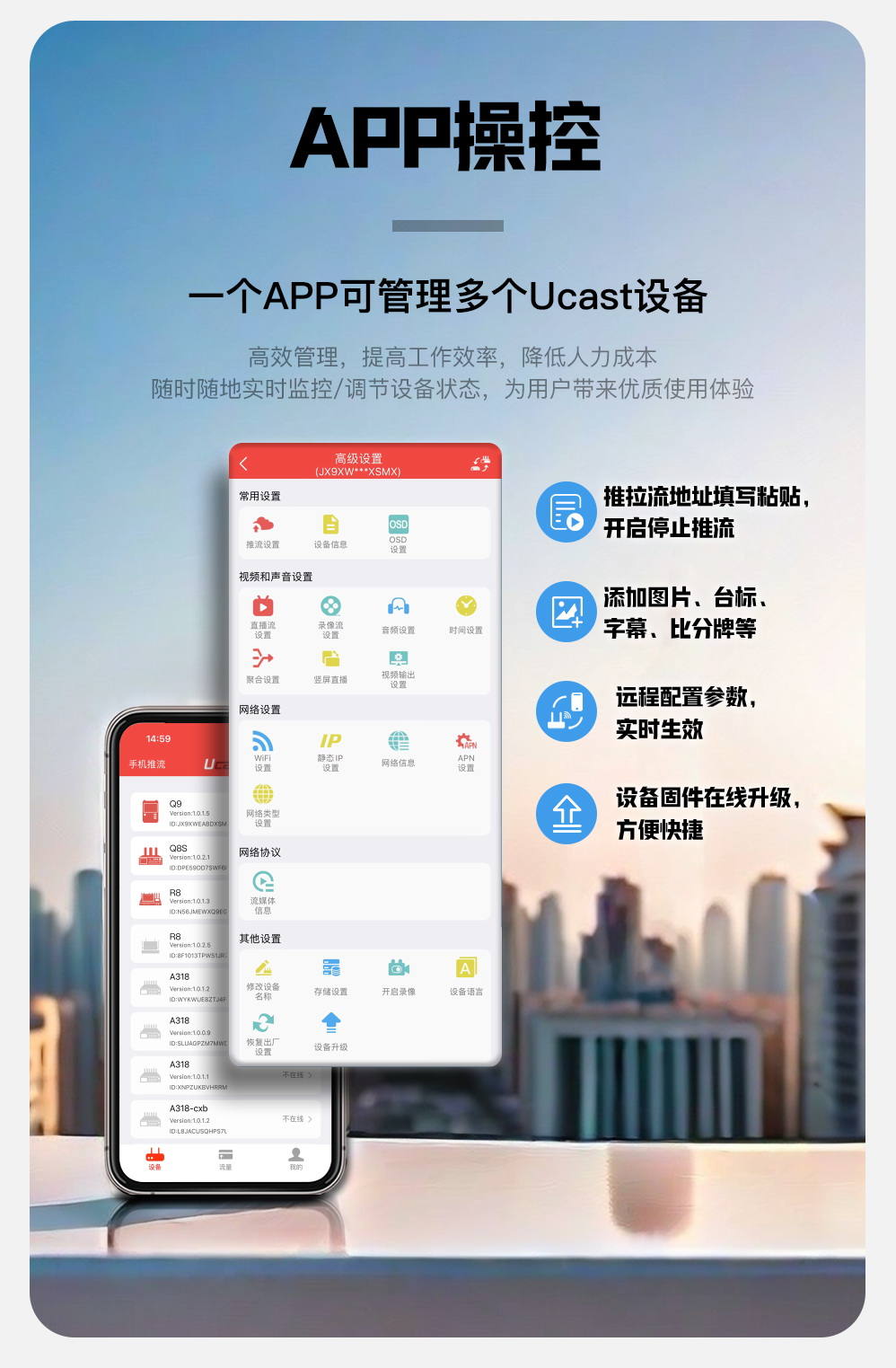 新品上市/Ucast E400 5G+4K多网聚合直播背包/3*5g+3*4g/聚合网路输出/支持返送/双路信号无缝切换