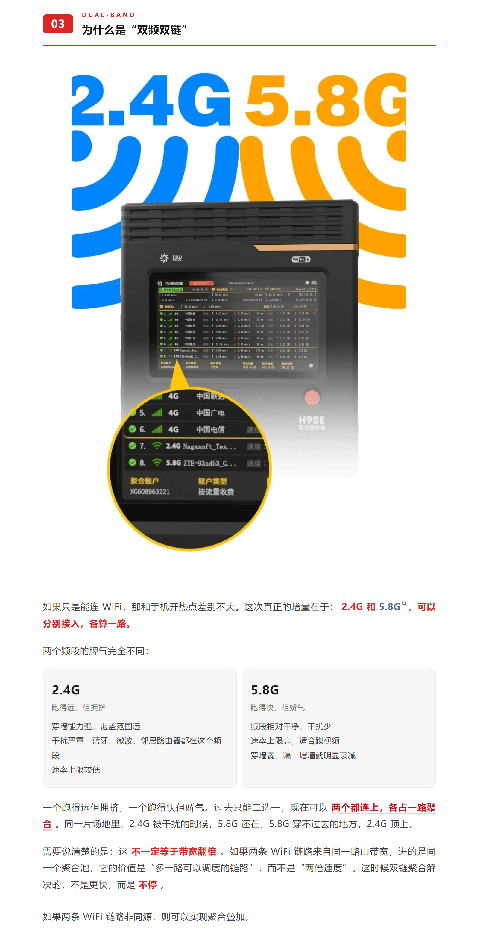 新品促销/纳加聚合路由器H9SE/1*5G+3*4G/8网聚合/支持WIFI6/最大200M带宽/内置电池