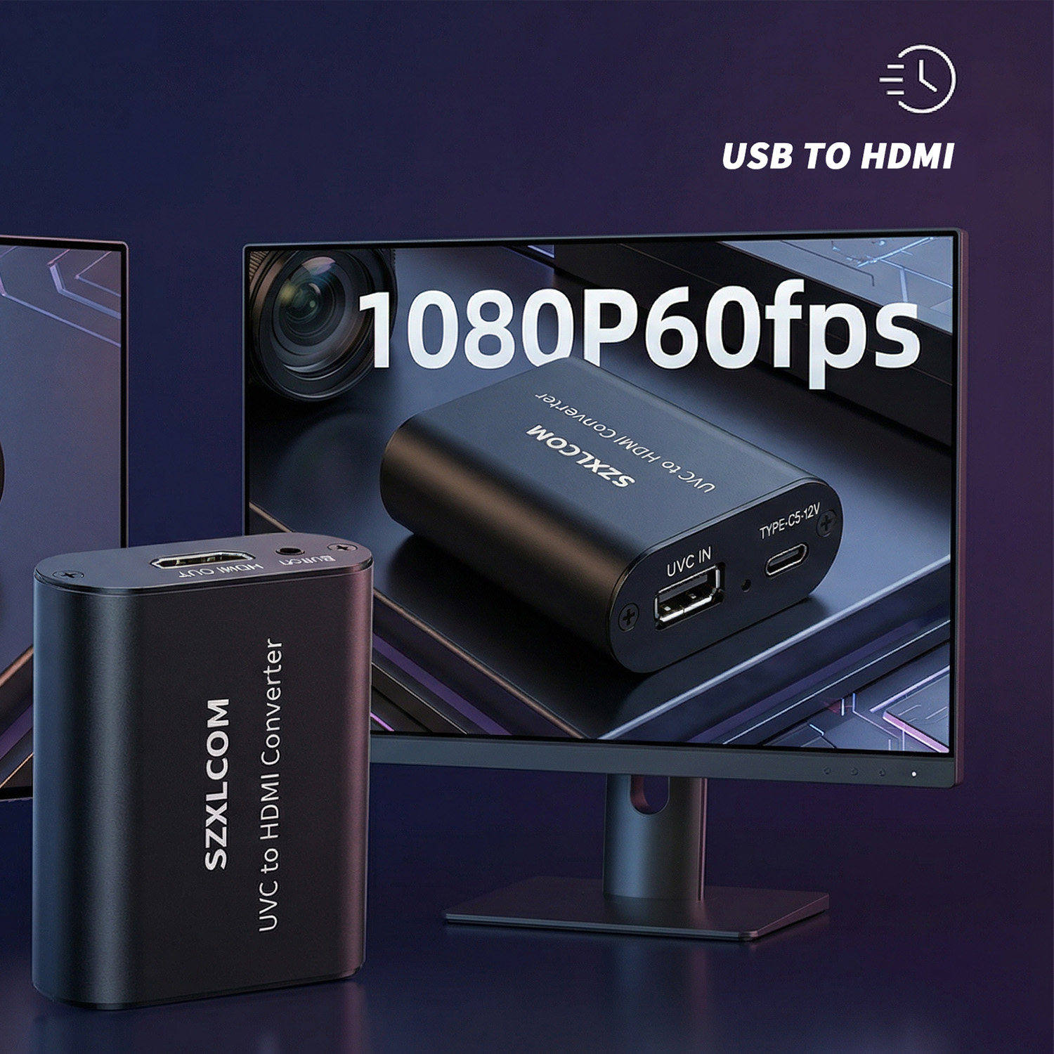 超性价比/UVC转HDMI转换盒/ 大疆口袋3/运动摄像机/兼容UVC协议的网络摄像头等/type-c转HDMI/