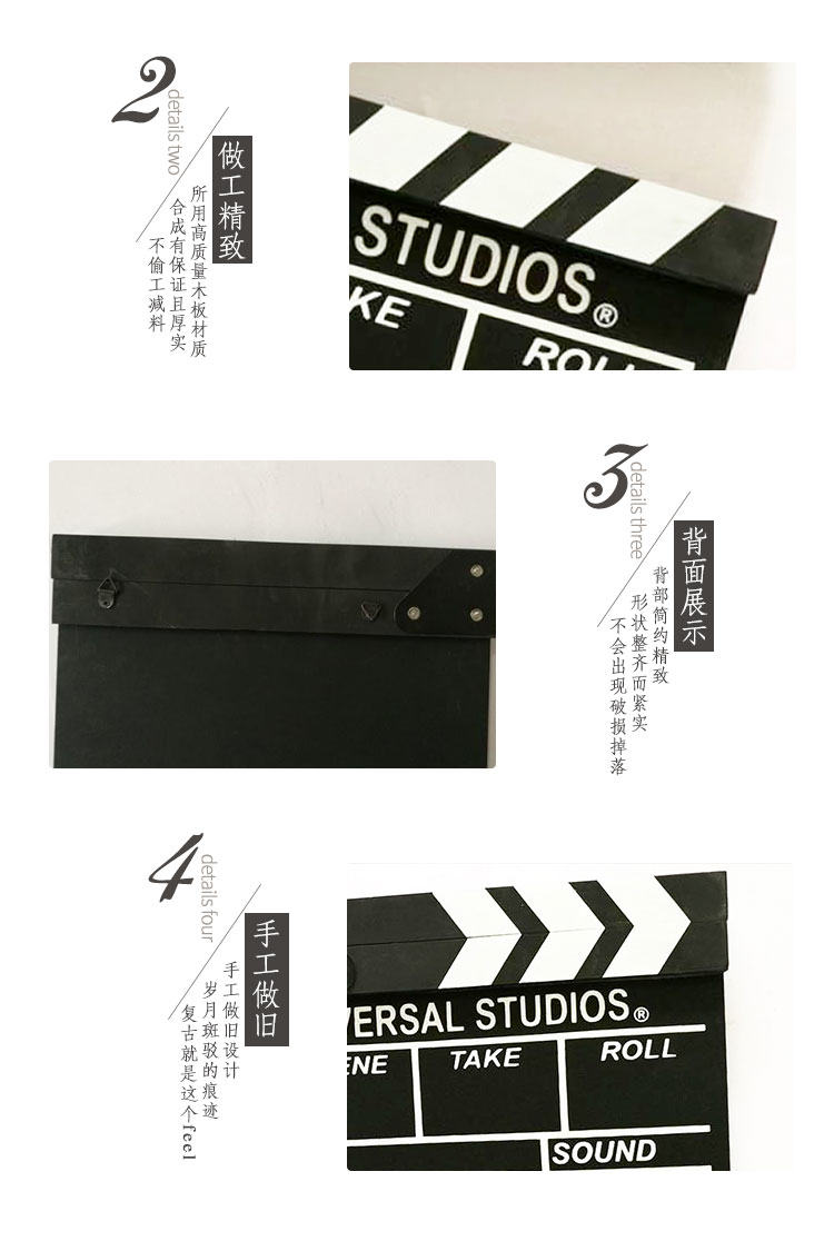 电影打板道具场记板开拍板导演板木质摄影网店拍照创意装饰品摆件