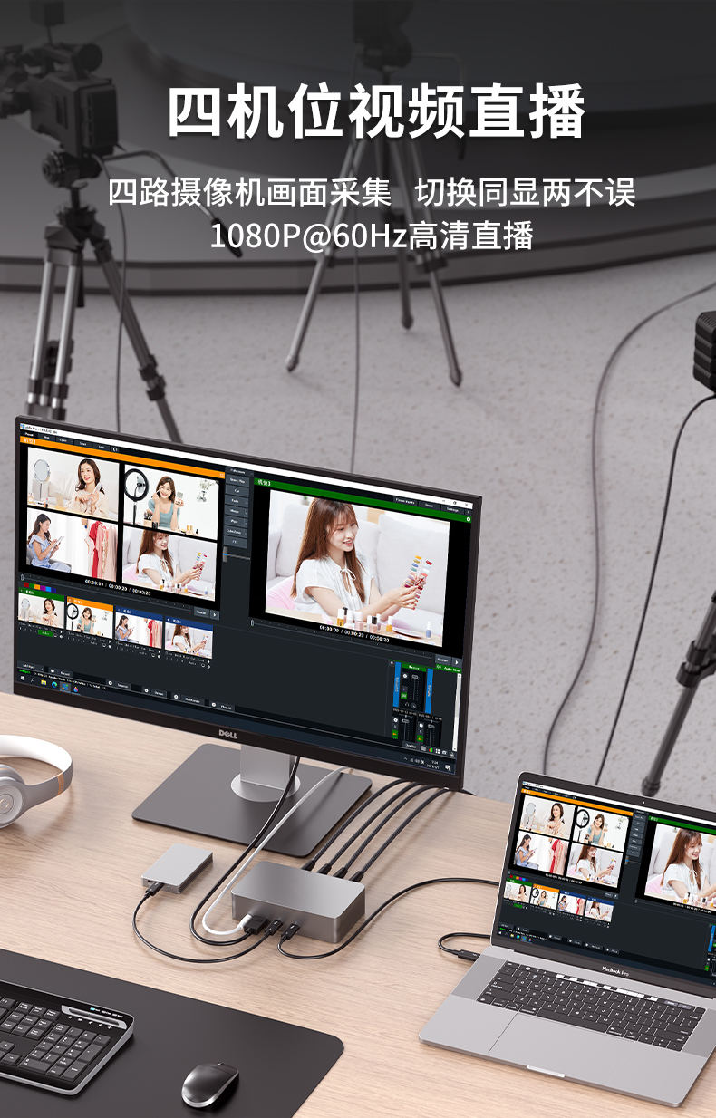 4路SDI雷电3高清采集卡,最高1920-60P,4接口同时采集，笔记本绝配