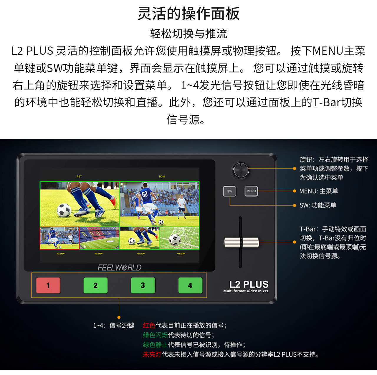 FEELWORLD富威德L2PLUS 5.5寸屏多机位流媒体直播导播台切换台