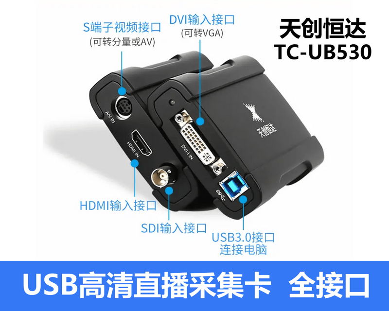 天创恒达 TC UB530高清采集卡hdmi sdi高清钉钉会议ps5直播USB外置电脑图像录制盒 UB530采集卡